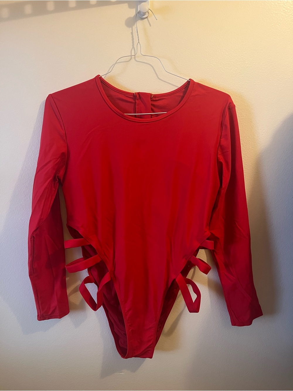 Women’s Red Long-Sleeve One-Piece Swimsuit